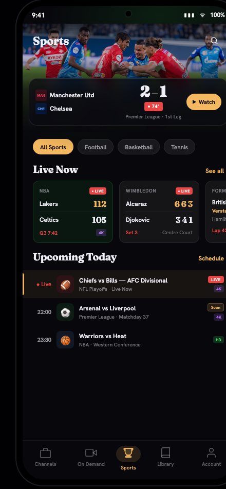 Sports — live score card and today&rsquo;s fixtures